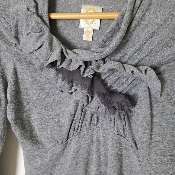 Anthropologie Gray Ruffled Top Size XS - Picture 6 of 8